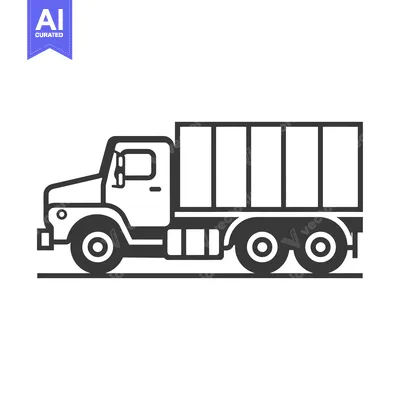 Popular premium asset: Line drawing of a semi truck with a flatbed trailer