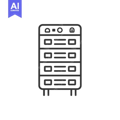 Premium design asset: Line drawing of a server rack with four rows of servers