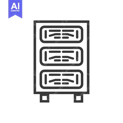 Aset premium populer: Line Drawing of a Server Rack with Three Compartments