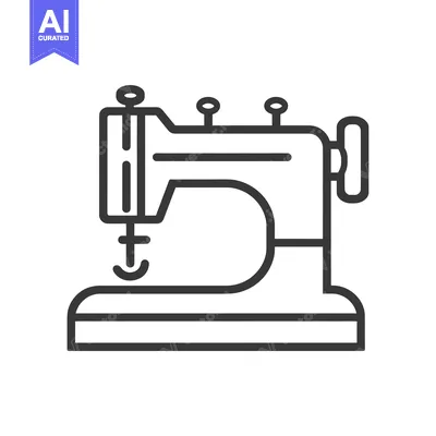 Aset desain premium: Line drawing of a sewing machine with a needle and thread