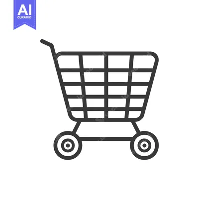 Aset desain premium: Line drawing of a shopping cart with two wheels