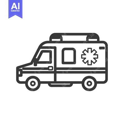 Line Drawing of a Simple Ambulance Icon