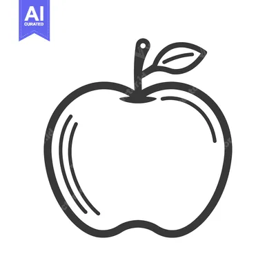 Popular premium asset: Line drawing of a simple apple with a leaf
