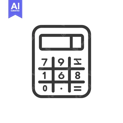 Aset desain premium: Line Drawing of a Simple Calculator with a Display Screen