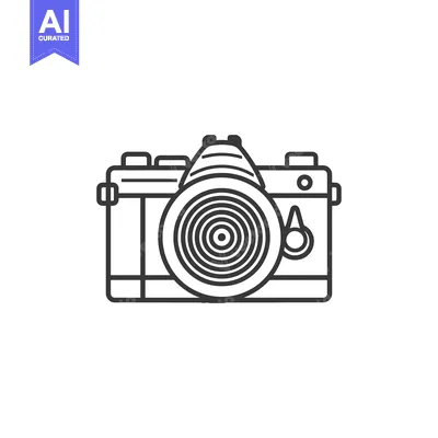 Aset premium populer: Line Drawing of a Simple Camera