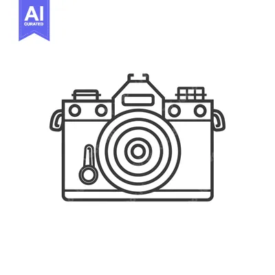 Aset desain premium: Line Drawing of a Simple Camera