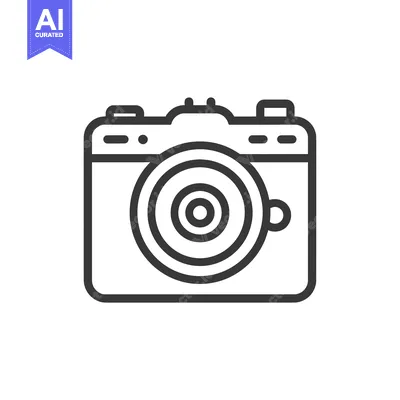 Aset desain premium: Line drawing of a simple camera icon