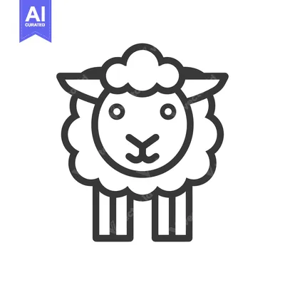 Aset desain premium: Line Drawing of a Simple Cartoon Sheep