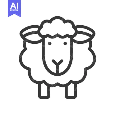 Aset premium populer: Line Drawing of a Simple Cartoon Sheep