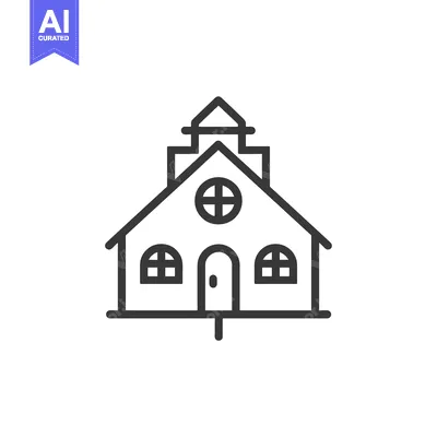 Aset premium populer: Line drawing of a simple church building