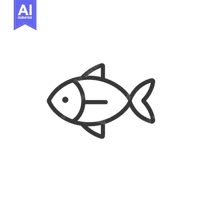 Aset desain premium: Line drawing of a simple fish icon