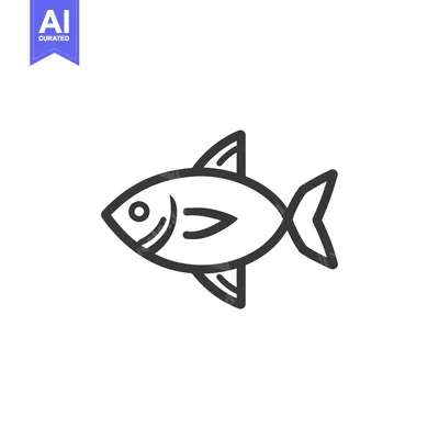 Aset desain premium: Line drawing of a simple fish with a fin and tail