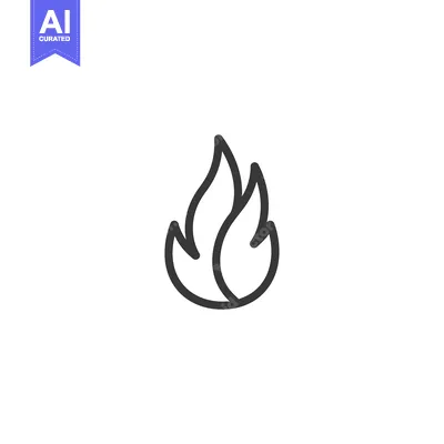 Aset desain premium: Line Drawing of a Simple Flame Icon