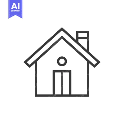 Aset premium populer: Line drawing of a simple house with a chimney and a door