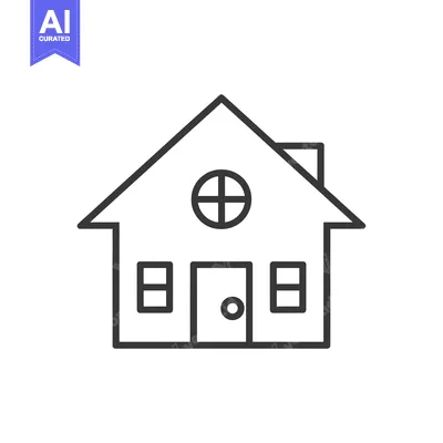 Premium design asset: Line drawing of a simple house with windows and a door