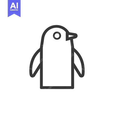 Aset premium populer: Line Drawing of a Simple Penguin