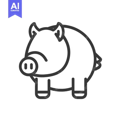 Popular premium asset: Line drawing of a simple pig illustration