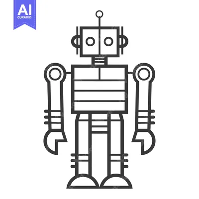 Aset premium populer: Line Drawing of a Simple Robot with Arms and Legs