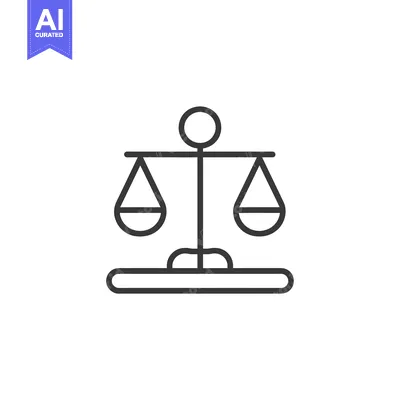 Aset desain premium: Line drawing of a simple scale with two empty pans