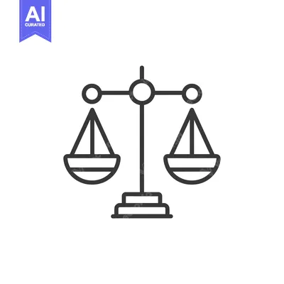 Aset desain premium: Line drawing of a simple scale with two pans