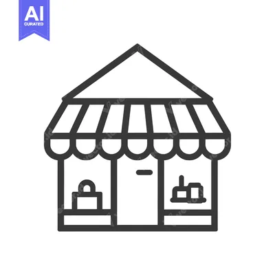 Aset premium populer: Line Drawing of a Simple Shop Building with an Awning