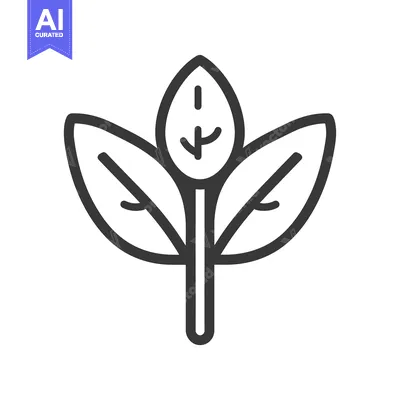 Aset desain premium: Line Drawing of a Simple Three-Leaf Plant