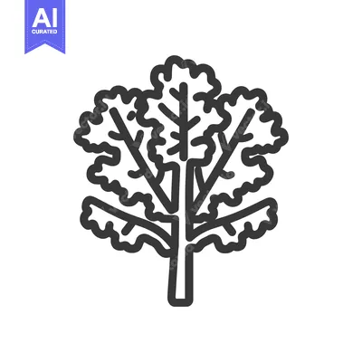 Aset desain premium: Line Drawing of a Simple Tree with Many Branches