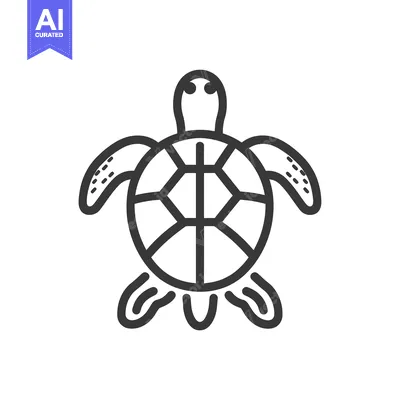 Aset desain premium: Line Drawing of a Simple Turtle with a Shell