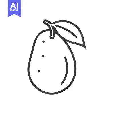Popular premium asset: Line Drawing of a Single Avocado with a Leaf