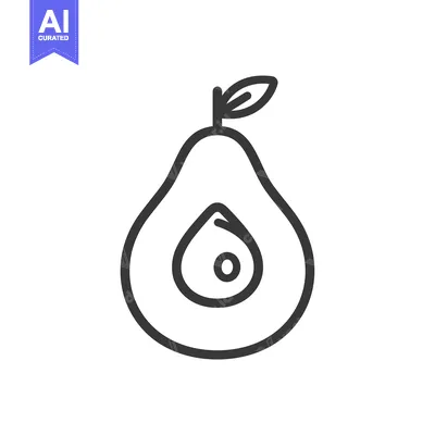 Aset desain premium: Line Drawing of a Single Avocado with a Seed