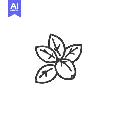 Aset premium populer: Line Drawing of a Single Berry with Leaves