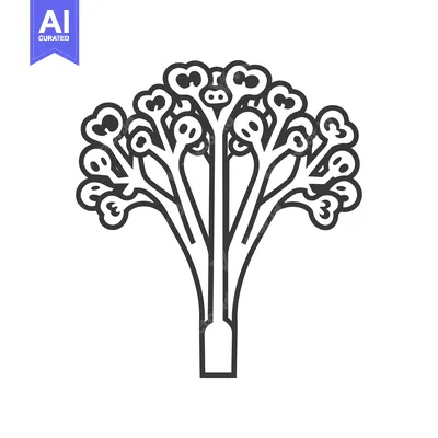 Aset premium populer: Line Drawing of a Single Branch of Broccoli