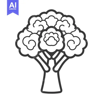 Aset premium populer: Line Drawing of a Single Broccoli Floret