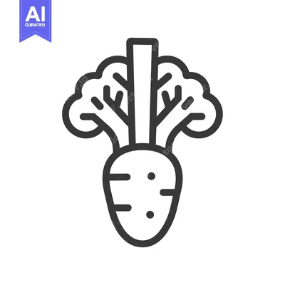 Popular premium asset: Line Drawing of a Single Carrot with Green Tops