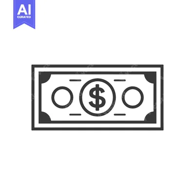 Aset desain premium: Line Drawing of a Single Dollar Bill with a Dollar Sign