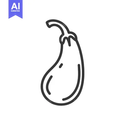 Aset desain premium: Line Drawing of a Single Eggplant