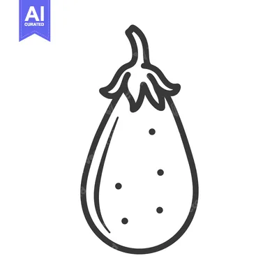 Aset premium populer: Line Drawing of a Single Eggplant