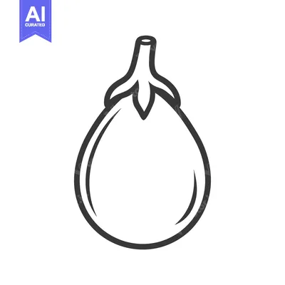 Aset desain premium: Line Drawing of a Single Eggplant