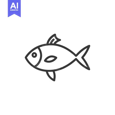 Aset desain premium: Line drawing of a single fish with fins and an eye