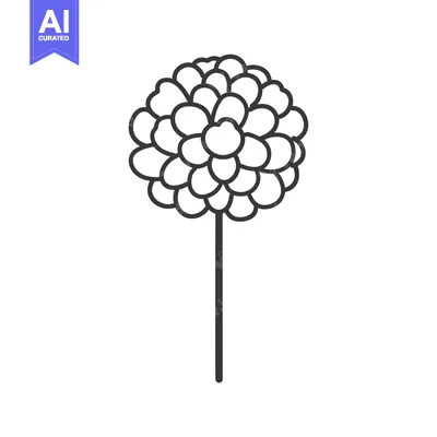 Aset desain premium: Line Drawing of a Single Flower on a Stem