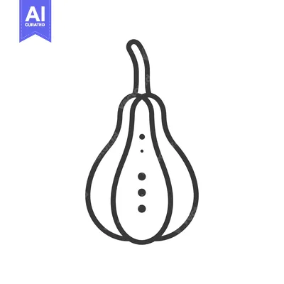 Line Drawing of a Single Gourd with a Stem