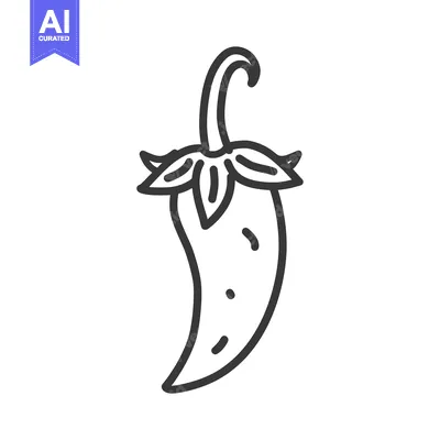Aset premium populer: Line Drawing of a Single Green Chili Pepper