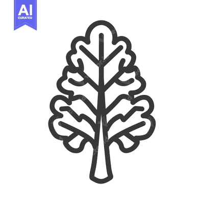 Premium design asset: Line Drawing of a Single Kale Leaf