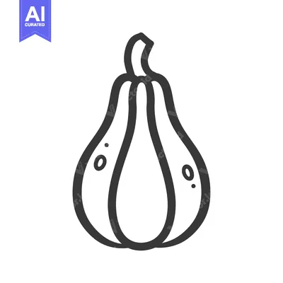 Aset desain premium: Line Drawing of a Single Pear-Shaped Squash