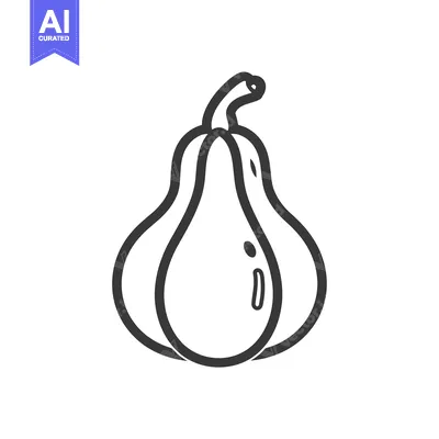 Aset premium populer: Line drawing of a single pear with a stem
