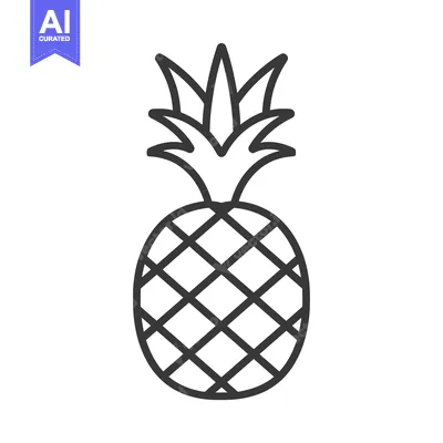 Aset desain premium: Line Drawing of a Single Pineapple