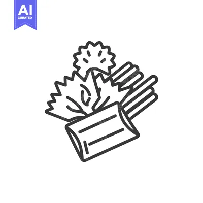 Premium design asset: Line drawing of a single serving of sushi