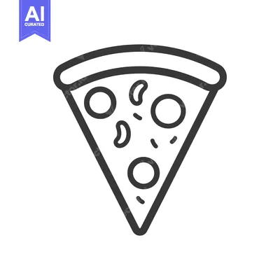 Aset premium populer: Line Drawing of a Single Slice of Pizza with Toppings