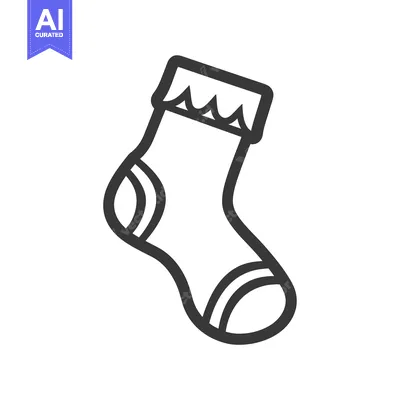 Premium design asset: Line Drawing of a Single Sock with a Frilled Top