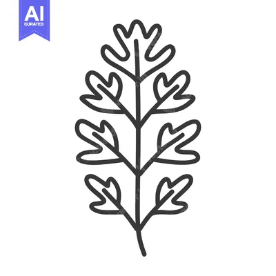 Aset premium populer: Line drawing of a single sprig of cilantro with seven leaflets